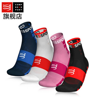 COMPRESSPORT 马拉松户外运动装备 训练压缩袜 高帮袜 排汗透气 训练袜2双装-白色 T3(脚码42-44)