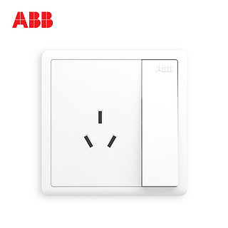 ABB开关插座远致明净白墙壁86型插座面板一开10A三孔空调插AO223