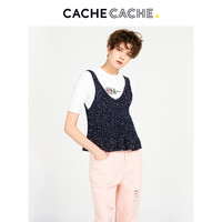CacheCache春新款学生背心针织V领打底衫女无袖针织衫短款毛衣女