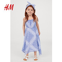 HM 童装女童儿童裙子2020夏装新款洋气吊带裙连衣长裙 0811203 蓝色图案 52cm（90/52）