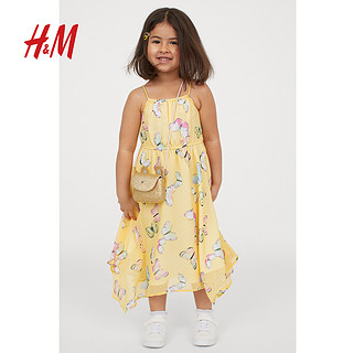 HM 童装女童儿童裙子2020夏装新款洋气吊带裙连衣长裙 0811203 蓝色图案 52cm（90/52）