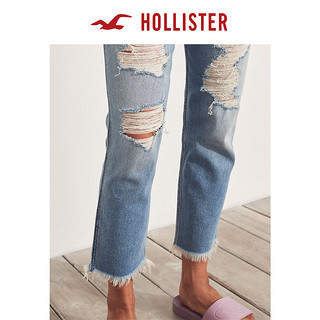 Hollister春季复古弹力修身高腰破洞牛仔裤 女 100943-1