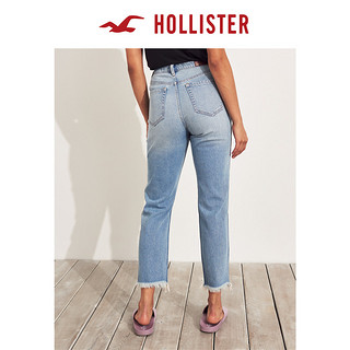 Hollister春季复古弹力修身高腰破洞牛仔裤 女 100943-1