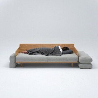 MUJI 木制框架沙发 3人座/灰色约长220×宽91×高85cm