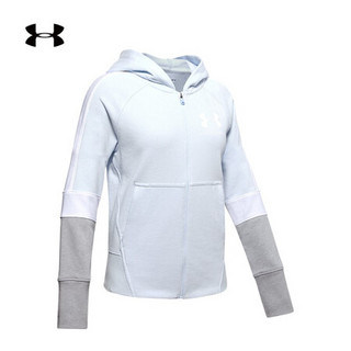 安德玛官方UA Rival Terry女童运动拉链连帽外套Under Armour1353164 绿色460 童XS