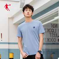 乔丹官方旗舰短袖T恤男2020夏季新款圆领短袖休闲上衣男士针织透气T恤衫棉 氢蓝色（logo款） 190/3XL