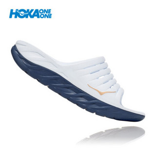 HOKA ONE ONE男Ora Recovery休闲运动舒缓拖鞋厚底减震支撑 白色/靛蓝 US 8 /260mm