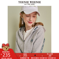 TEENIEWEENIE小熊春季运动女装印花字母长袖拉链休闲连帽卫衣