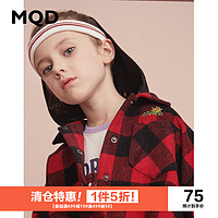 [F]MQD童装女童春装外套连帽假两件新款儿童洋气格子韩版百搭潮