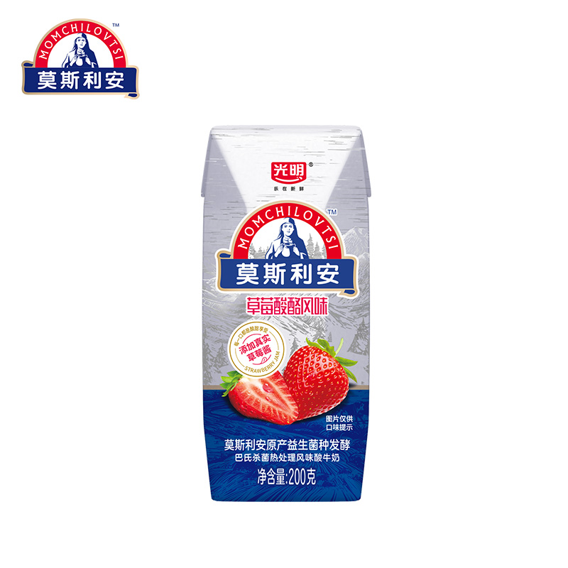 光明莫斯利安酸奶草莓酸酪风味200g*12盒礼盒装 *2