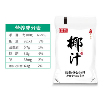 菲诺椰汁180ml*12袋装菲诺椰子水椰子汁椰奶新鲜水果汁饮料饮品