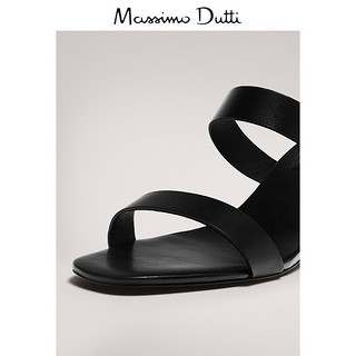 春夏折扣 Massimo Dutti女鞋 黑色细带中跟凉鞋 11630550800