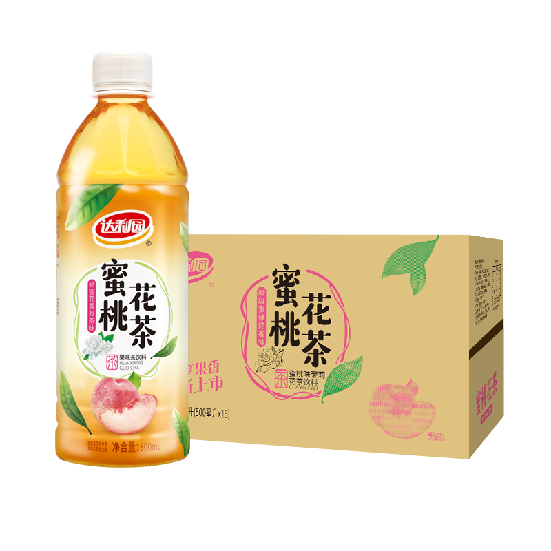 达利园蜜桃花茶茶饮料500ml15瓶箱果味饮料7件