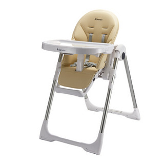 美国ademain艾德蔓铝合金婴儿餐椅便携式多功能可折叠宝宝吃饭餐椅0-5岁可用 银色支架+意大利米黄