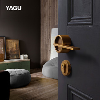 YAGU 亚固 卧室门锁室内北欧静音门锁现代简约磁吸门锁黄古铜美式房门锁