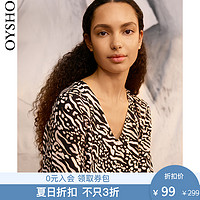 夏日折扣 Oysho 斑纹印花短款连衣裙短袖沙滩女 31978115760