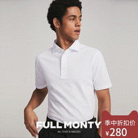 FULL MONTY白色polo衫短袖T恤翻领纯棉衬衫领商务休闲夏装纯色男