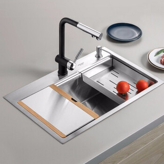 美仕杰水槽 美仕杰厨房304不锈钢手工加厚水槽大容量阶梯式单槽洗菜盆洗手盆c1套餐 70x45cm 无龙头 报价价格评测怎么样 什么值得买