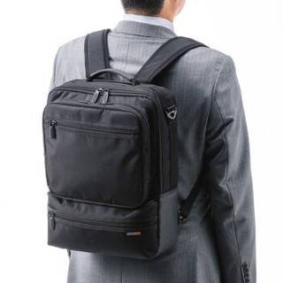 SANWA SUPPLY 山业 多功能收纳笔记本电脑包 双肩背包单肩手提包 日常通勤商务包3WAY23BK 黑色 15.6英寸