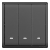 施耐德开关插座丰尚系列 荧光三位三联三开单控开关86面板 写意黑