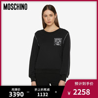 Moschino/莫斯奇诺 20春夏 女士撞色刺绣泰迪熊标签长袖卫衣 黑色 038