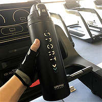 UP STYLE/悠家良品 316不锈钢一杯双盖保温杯 1000ml 曜石黑+杯套