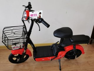 aima爱玛小蜜豆电动车tdt1109z48v12ah铅酸电池无铅透明红亚黑