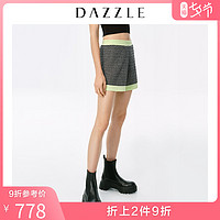 DAZZLE地素 2020夏装新款小香风粗花呢运动短裤休闲裤女2C2E8021F 深灰色  S