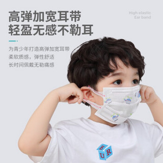 象宝宝（elepbaby）儿童口罩一次性学生防护开学男女通用三层含熔喷层 防风防尘不闷透气卡通图案 飞机 50片装