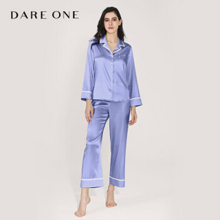 DARE ONE星辰云ZODIAC系列睡衣套装桑蚕丝长袖长裤家居服女春夏 云紫 XL/175