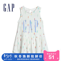 Gap婴儿甜美LOGO印花童装连衣裙夏季580264 2020新款宽松无袖裙子 白色 59cm