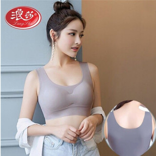 浪莎内衣女无钢圈文胸聚拢瑜伽运动睡眠文胸一片式无痕美背胸罩 R18179款【1件装】黑色 M码【建议100-120斤，75BC/80AB】