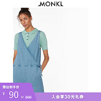 MONKI夏季休闲宽松无袖背带牛仔长裤连体裤女0768951 暗黄色002 160/64A