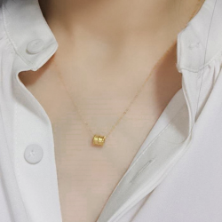 海峡金  3D硬足金小蛮腰吊坠项链