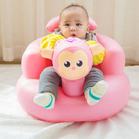 宝宝学座椅 儿童充气小沙发婴儿音乐坐椅便携式餐椅浴凳 加厚发声猴子粉色