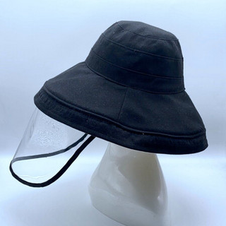 卡兰薇 渔夫帽女防护帽子夏天防晒透明面罩遮脸防飞沫遮阳帽 面罩渔夫帽黑色