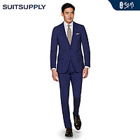 Suitsupply-Sienna蓝色羊毛马海毛丝混纺格纹商务休闲男西装套装