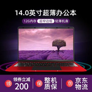 爱奇艺（i71）14.0英寸笔记本电脑 超薄家用办公笔记本 便携出差本 【A14红】12+256G固态