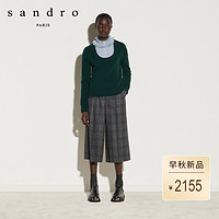 sandro2020秋冬新款女装羊毛拼接都市休闲优雅针织上衣SFPPU00838