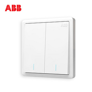 ABB开关插座远致白墙壁86型开关面板二开多控带荧光开关AO186