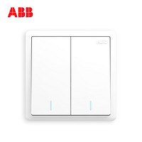 ABB开关插座远致白墙壁86型开关面板二开多控带荧光开关AO186