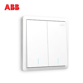 ABB开关插座远致白墙壁86型开关面板二开多控带荧光开关AO186