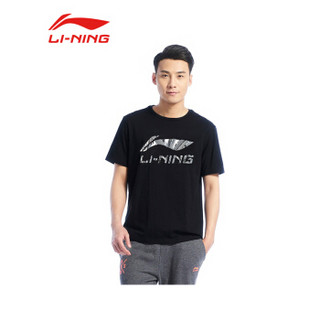 李宁liningT恤速干短袖健身瑜伽运动户外跑步训练休闲文化衫 大Logo棉T XL