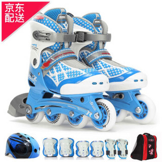 瑞士m-cro儿童轮滑鞋可调溜冰鞋滑冰鞋旱冰鞋套装 906 蓝色 S(27-30码)(约3-6岁)
