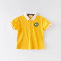 davebella戴维贝拉夏季新品儿童男童短袖T恤小男孩中童大童POLO衫 黄色 120cm(120cm(建议身高110-120cm