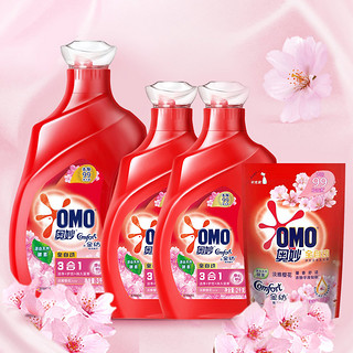 OMO 奥妙 全自动3合1洗衣液 3kg+2kg*2瓶+480g 淡雅樱花