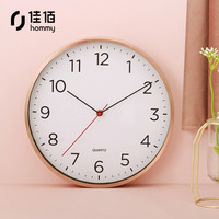 佳佰 欧式简约时尚静音创意金属框个性客厅书房卧室家用时钟挂钟12英寸挂表钟表挂墙计时石英钟FX-3142KK