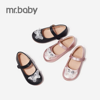 mrbaby童鞋女童皮鞋2020年春季新款防滑软底女孩单鞋儿童公主鞋女 黑色 30
