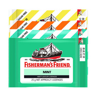 FISHERMAN'S FRIEND 渔夫之宝英国进口 薄荷糖强劲清新口气教师护嗓润喉糖果零食 4种口味25g*4