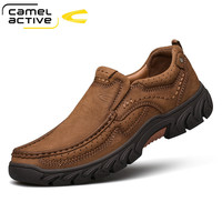 骆驼动感男鞋真皮大头爸爸百搭休闲皮鞋男士软底夏季透气工装鞋潮